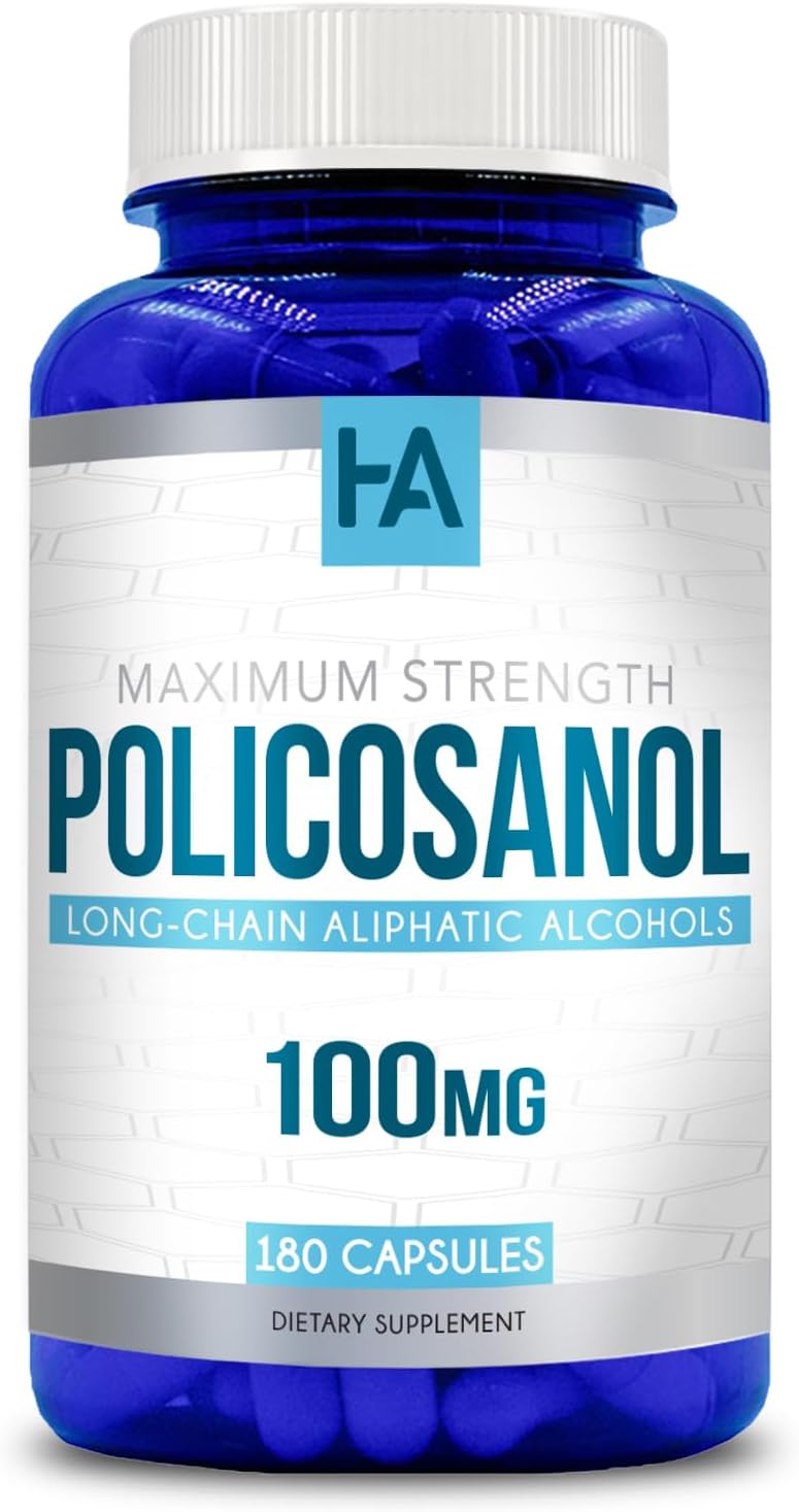 Policosanol 100mg - Suplemento de Alta Potencia con Alcoholes Grasos de Cera Vegetal | Vegano y Sin Gluten | 90 Cápsulas