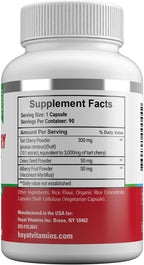 HAYAT Vitamins Extracto Natural de Cereza Ácida 3000mg, 10:1, Vegano, Halal, 90 Cápsulas