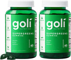 Goli SuperGreens Gomitas de Vitaminas - 120 Unidades - Vitaminas y Minerales Esenciales - Basado en Plantas, Vegano, Sin Gluten y Sin Gelatina - Salud desde el Interior, Paquete de 2