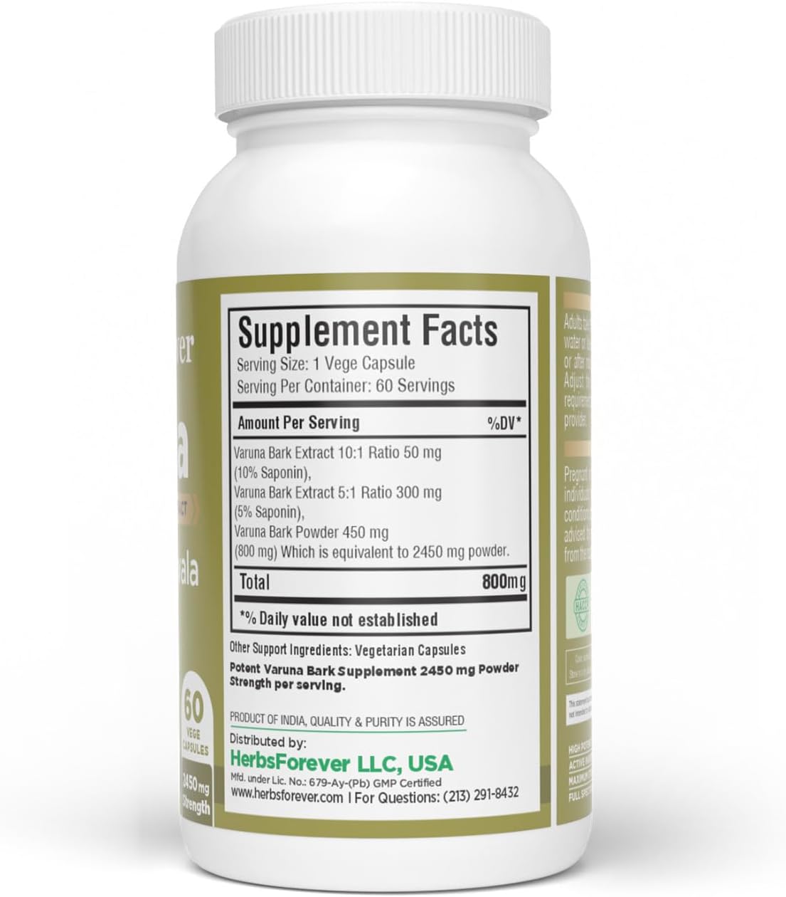 Varuna Nurvala Extract Capsules – 800 mg | Vegano y Sin Gluten | Suplemento Ayurvédico