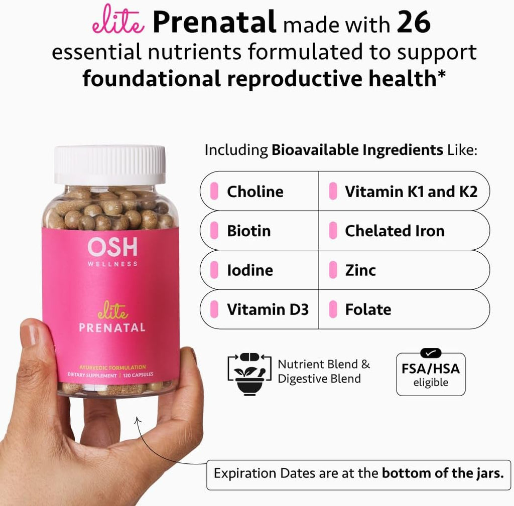 Vitaminas Prenatales Ayurvédicas Elite con Folato, Colina, Hierro y Yodo - Freshly Moms