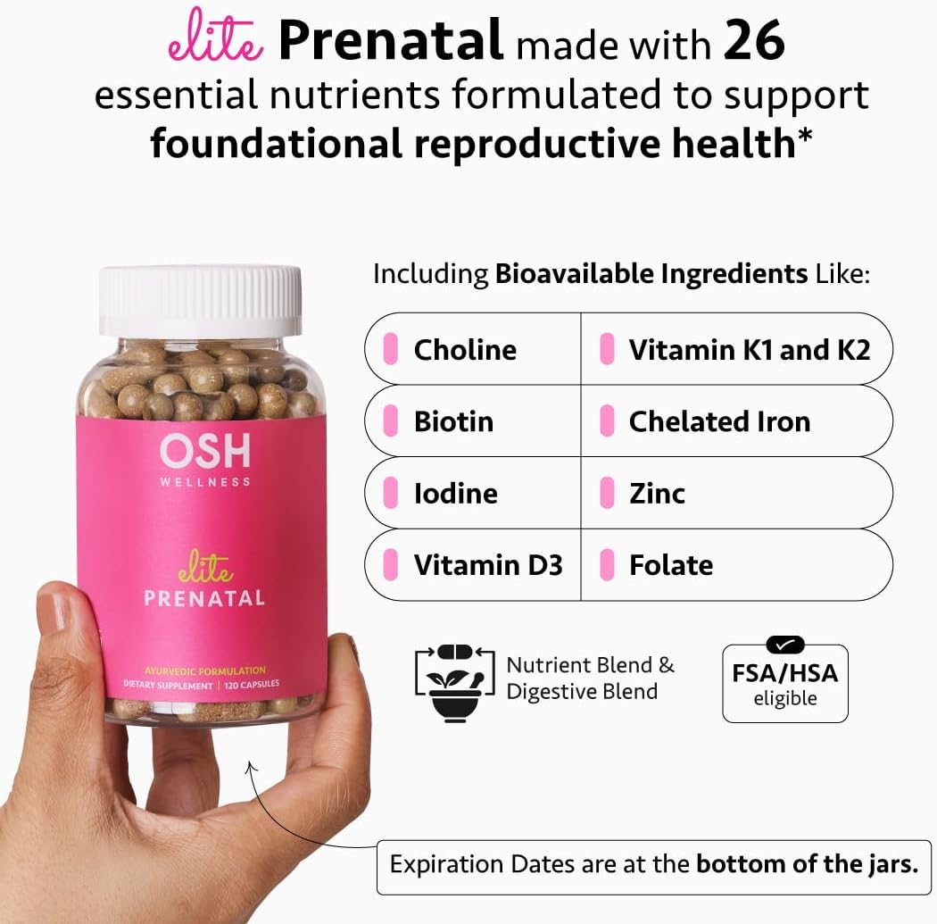 Vitaminas Prenatales Ayurvédicas Elite con Folato, Colina, Hierro y Yodo - Freshly Moms