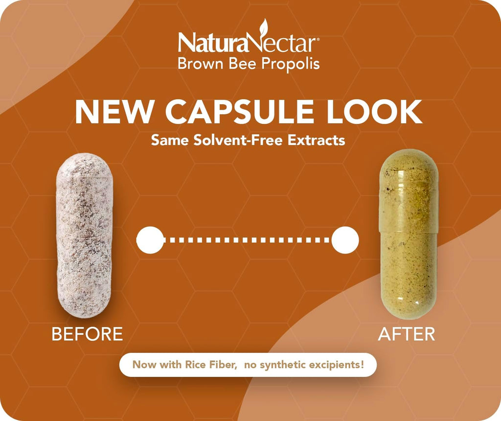 NaturaNectar - Brown Bee Propolis - 60 Capsules - NSF Certified - Gluten Free