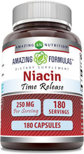 Amazing Formulas Niacina (Vitamina B3) 250 mg, 180 Cápsulas