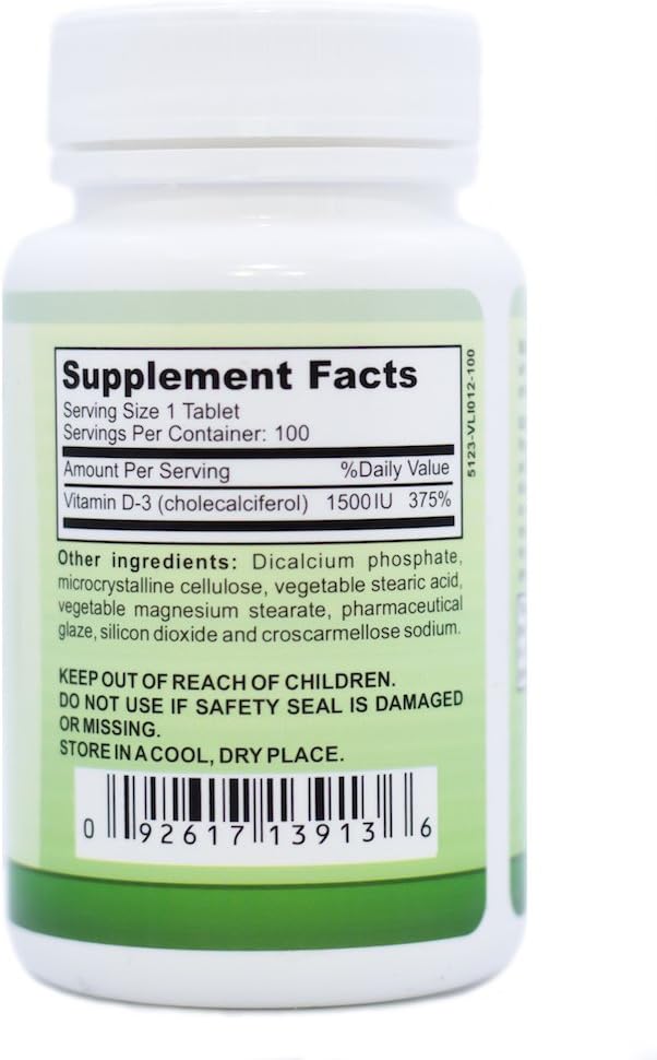 Great Lakes Nutrition Vegan Vitamin D3, 1500 IU, 100 Capsules