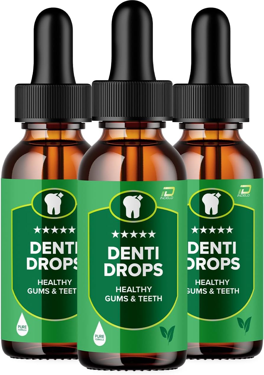 Denti Drops Pro - Gotas para Dientes y Encías - Suplemento Líquido Natural (Pack de 3 - Suministro para 3 Meses)