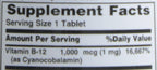 Nature's Bounty Vitamina B-12 1000 mcg Comprimidos, 100 Unidades