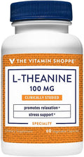 The Vitamin Shoppe L-Teanina 100mg - Calma, Concentración y Apoyo contra el Estrés, Aminoácido del Té Verde (60 Cápsulas)
