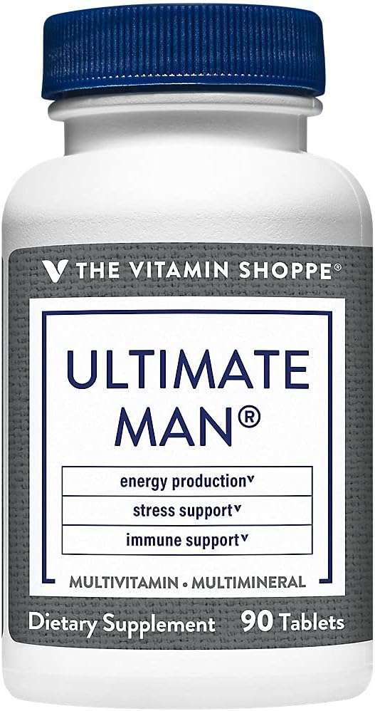 The Vitamin Shoppe Ultimate Man Multivitamin - Multivitamínico diario de alta potencia con mezcla energética, nutrición completa para hombres (90 comprimidos)