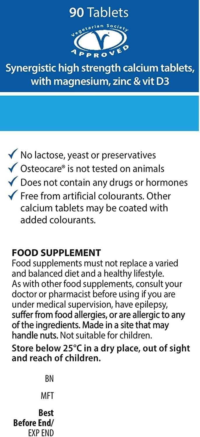 Vitabiotics Osteocare Calcio 800mg con Vitamina D3, Magnesio y Zinc - Suplemento Multivitamínico para la Salud Ósea e Inmunidad - 90 Comprimidos