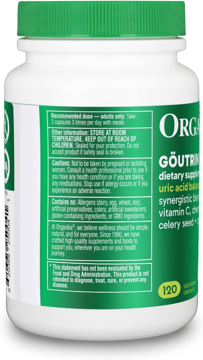 Organika Goutrin Uric Acid Flush - Complemento alimenticio para el bienestar articular (120 cápsulas)