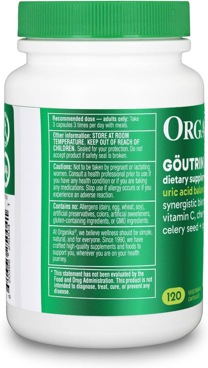 Organika Goutrin Uric Acid Flush - Complemento alimenticio para el bienestar articular (120 cápsulas) – Image 8