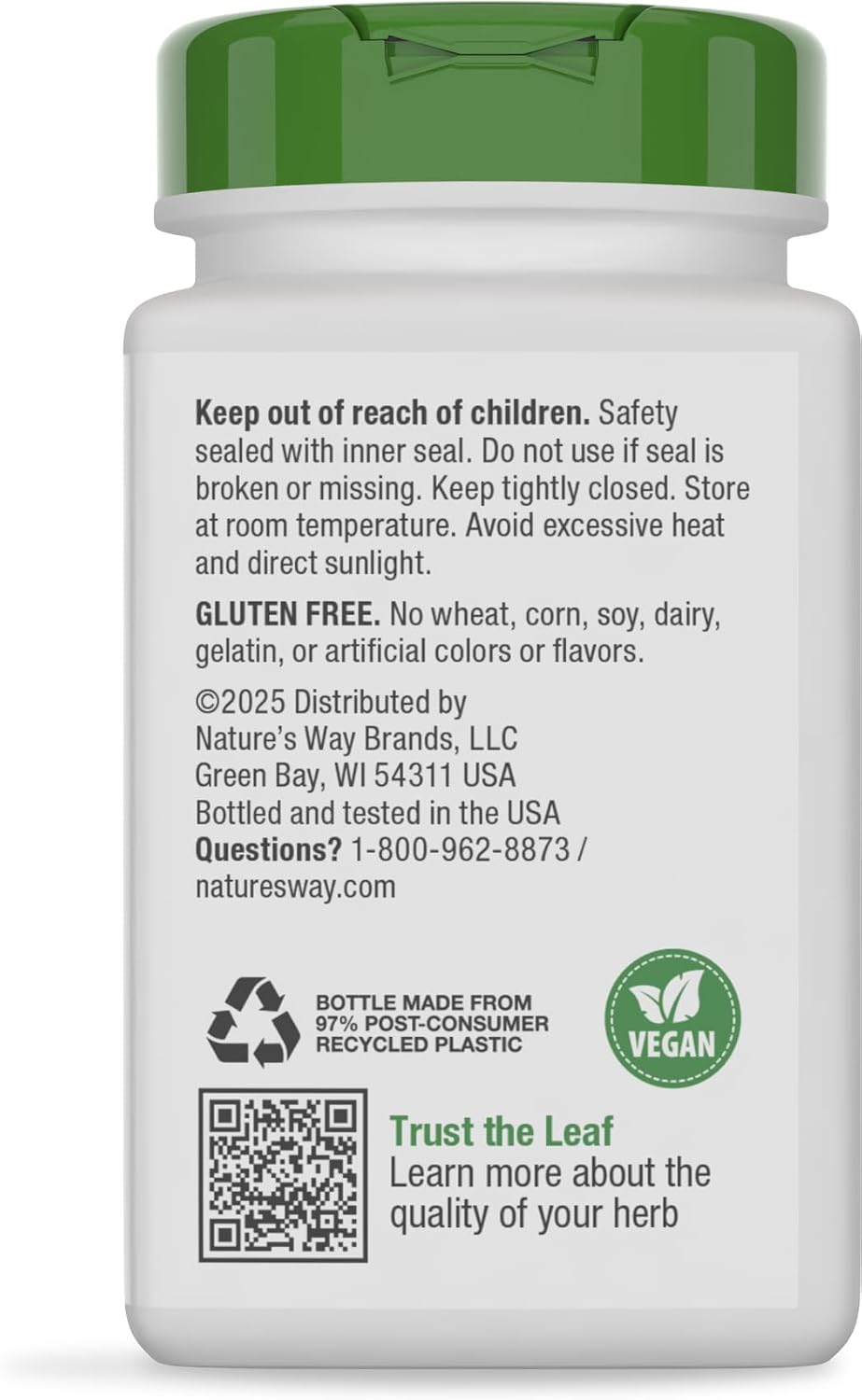 Nature's Way Slippery Elm Capsules, 1600 mg per Dose (4 capsules), 100 Capsules