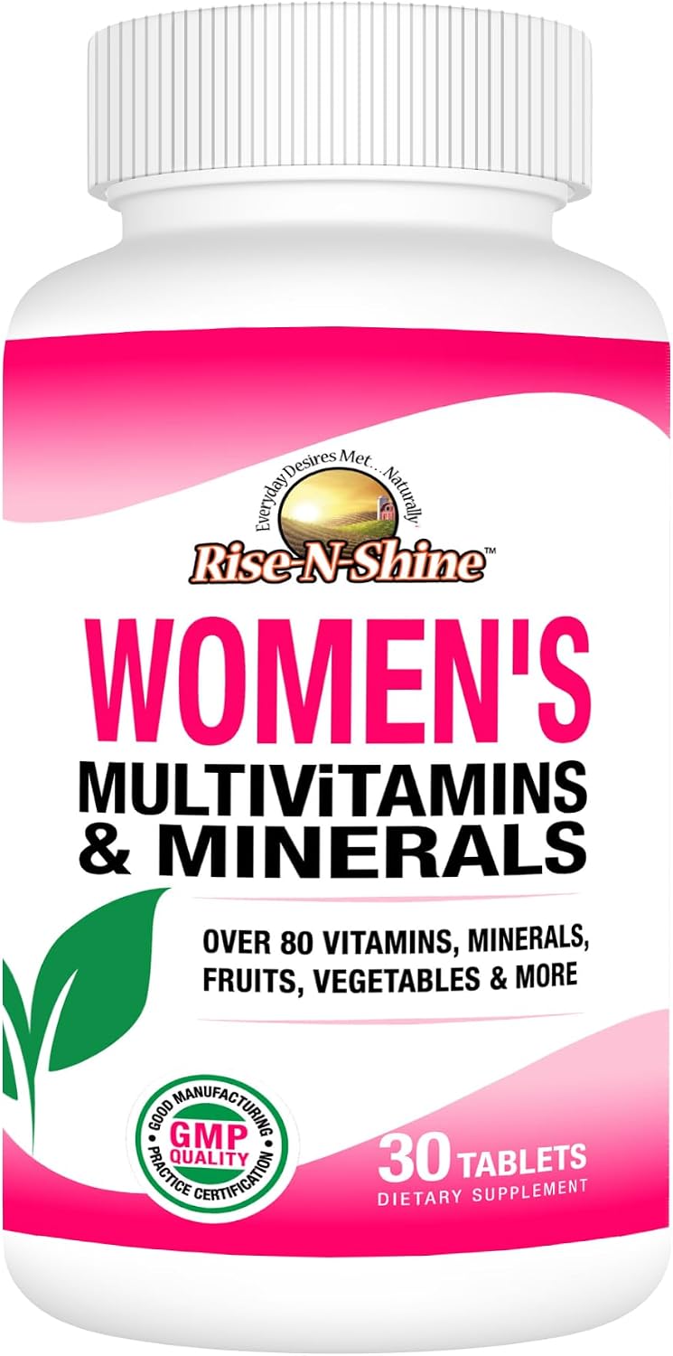 Rise-N-Shine Women's Multivitamin and Minerals with Zinc, Selenium, Calcium, Magnesium & More for Immune System Support - Energy, Skin Vitamins - 30 Day Supply - 30 Tablets