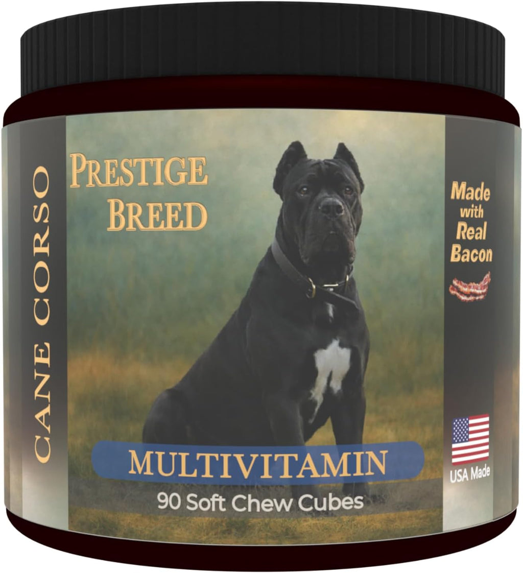 Prestige Breed Multivitamínicos, Nutrición Equilibrada para tu Boxer, 90 Comprimidos, Hecho en USA con Auténtico Bacon