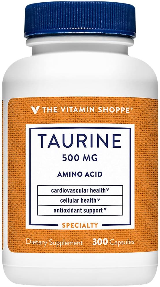 Taurina 500 mg con Vitamina B6 - Complemento Alimenticio de Aminoácido - 300 Cápsulas