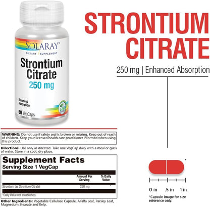 Solaray Citrato de Estroncio 250 mg – 60 Cápsulas Vegetales – Image 3