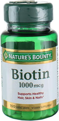 Nature's Bounty Biotina 1000 mcg, 100 Tabletas Recubiertas
