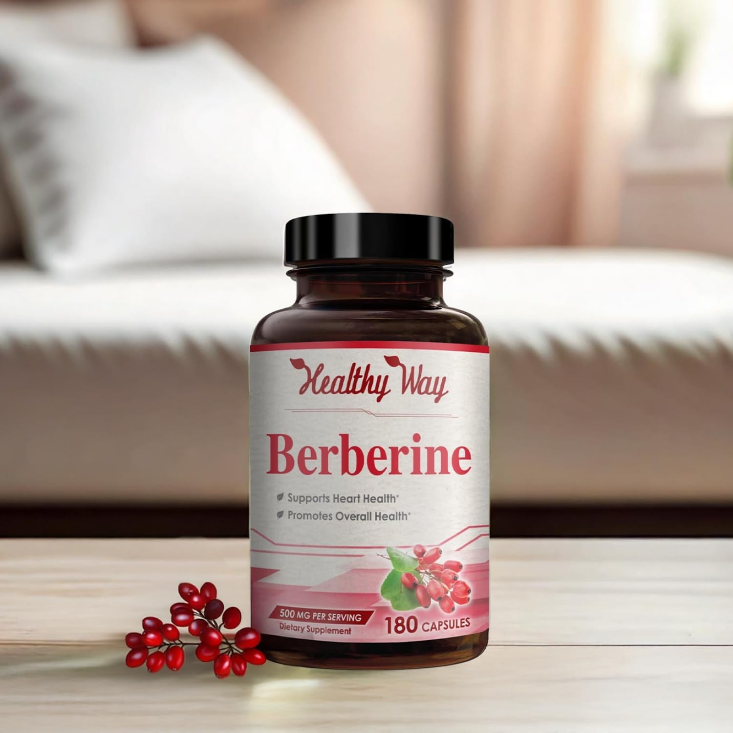 High Strength Berberina 500mg con Quercetina - Complemento Vegano (180 Cápsulas)