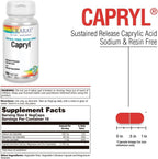 Solaray Capryl - Ácido Caprílico con Calcio, Magnesio y Zinc, 100 Cápsulas