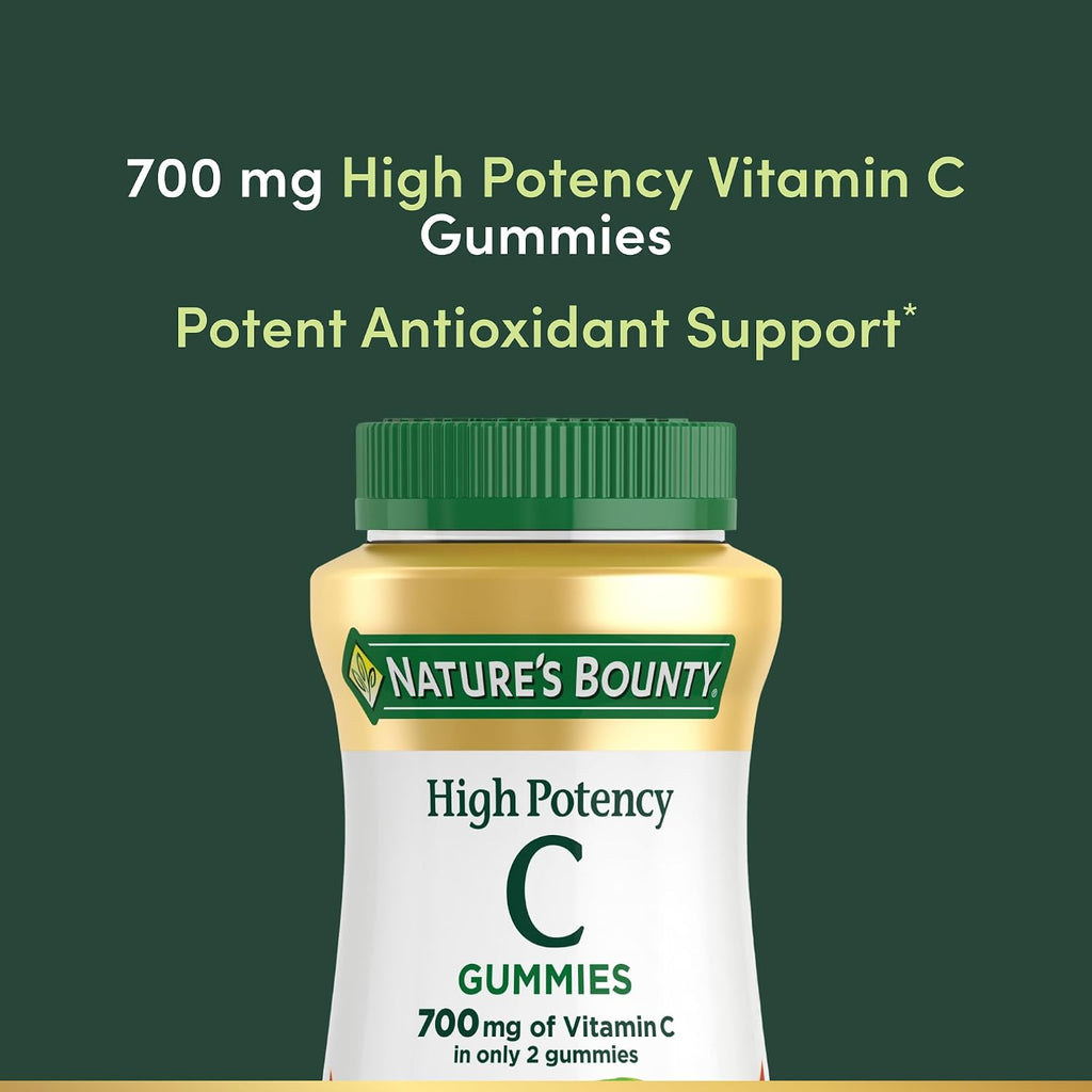 Nature's Bounty Gominolas de Vitamina C 700mg - Alta Potencia, Sabor Naranja, 60 Unidades