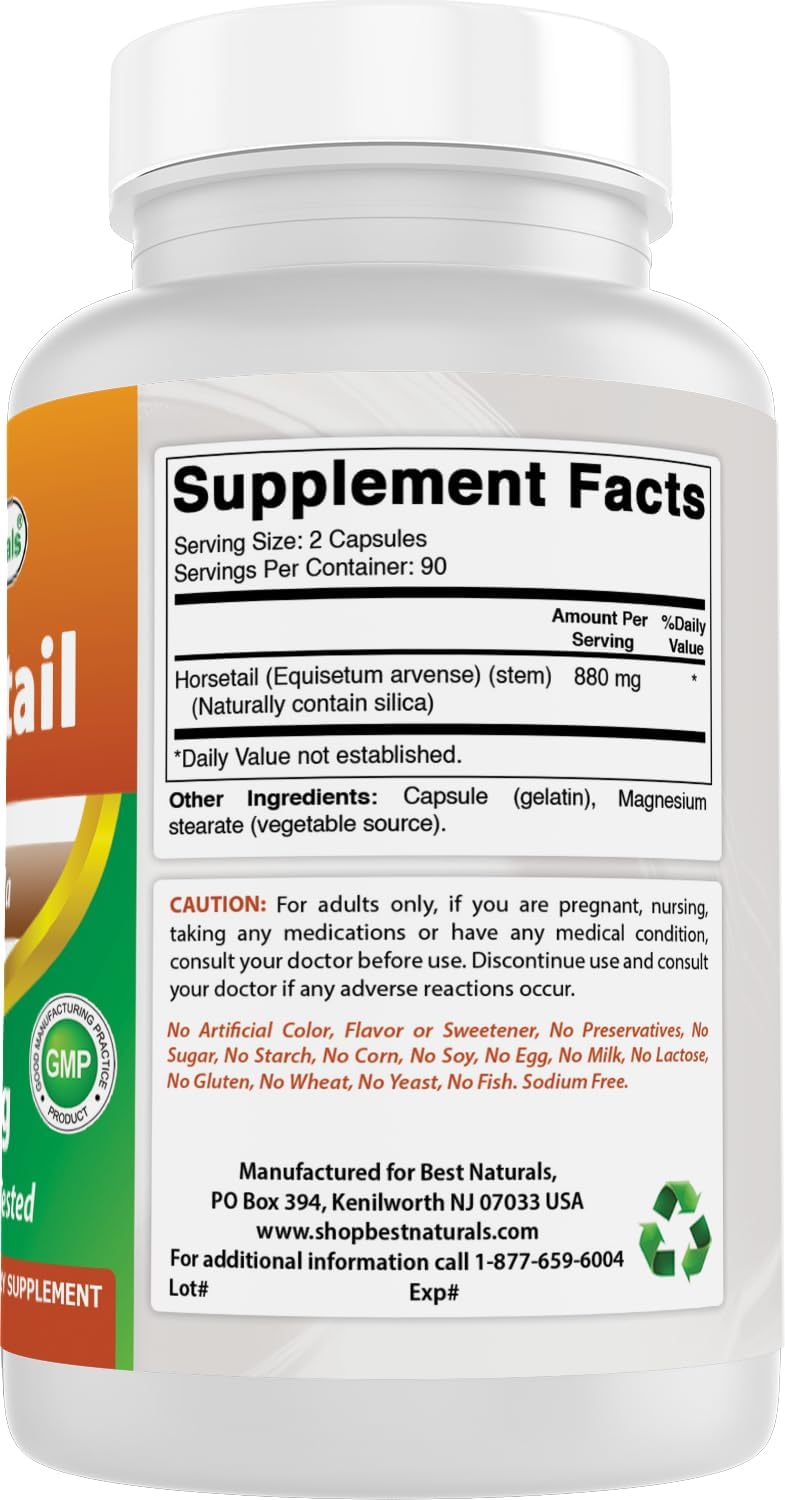 Best Naturals Cola de Caballo 440 mg 180 Cápsulas (Paquete de 2)