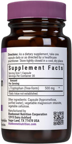 Bluebonnet L-Tryptophan 500 mg - 30 Cápsulas Vegetales