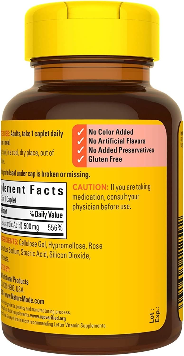 Nature Made Vitamina C 500 mg Comprimidos con Escaramujo, 130 Comprimidos (Paquete de 3)