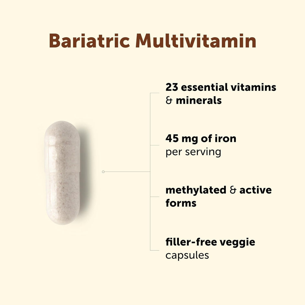 Micro Ingredients Multivitamínico Bariátrico Metilado con 45mg de Hierro para Mujeres y Hombres, 240 Cápsulas Vegetales | 23 Vitaminas Esenciales con D3, K2, Zinc y Más | Sin Rellenos, No Transgénico