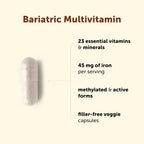 Micro Ingredients Multivitamínico Bariátrico Metilado con 45mg de Hierro para Mujeres y Hombres, 240 Cápsulas Vegetales | 23 Vitaminas Esenciales con D3, K2, Zinc y Más | Sin Rellenos, No Transgénico