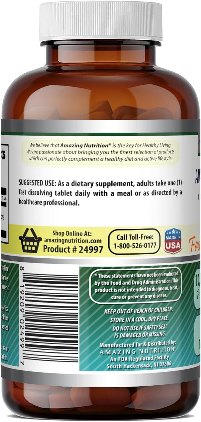 Amazing Formulas Biotina 10.000 mcg - 60 Comprimidos de Disolución Rápida Sabor Cítricos