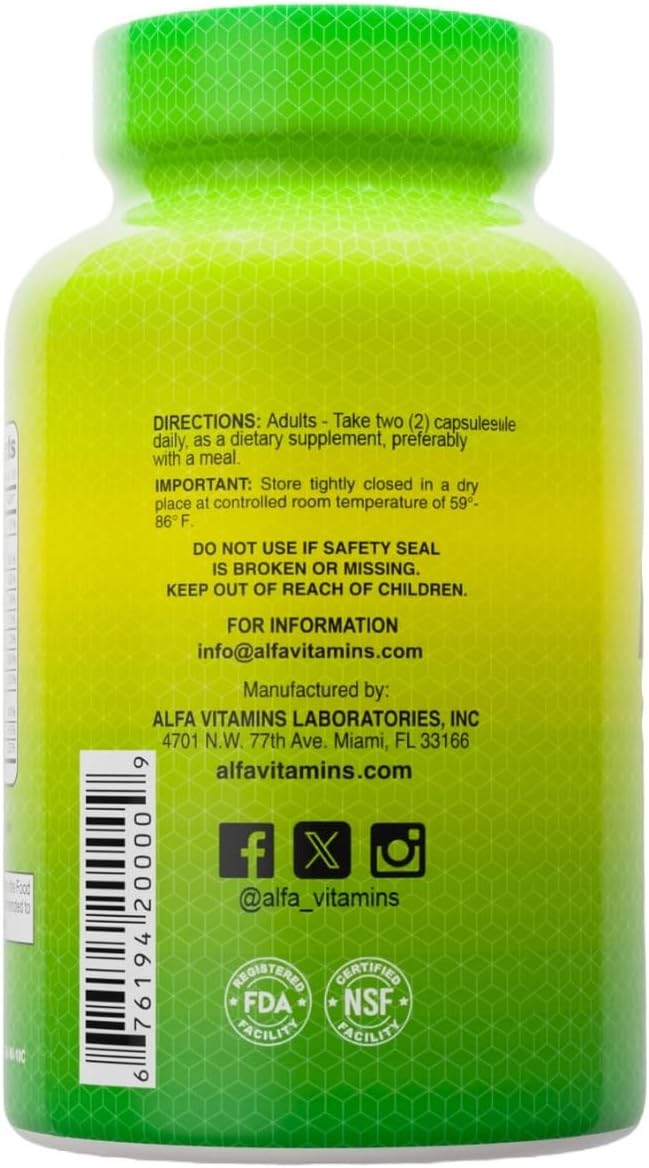 ALFA VITAMINS - Hair/Skin Nails Suplemento Natural - Vitaminas y Minerales Esenciales para la Salud de la Piel, Cabello y Uñas - 60 Cápsulas