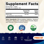 Vitamatic Vitamina B6 (Piridoxina HCl) 100 mg – 250 Comprimidos Vegetarianos – Apoyo Energético y Sistema Nervioso
