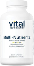 Vital Nutrients Multi-Nutrients - Multivitamínico sin hierro ni yodo, 180 cápsulas