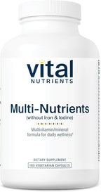 Vital Nutrients Multi-Nutrients - Multivitamínico sin hierro ni yodo, 180 cápsulas