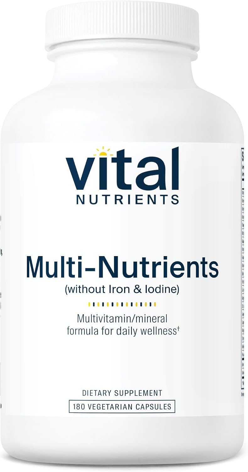 Vital Nutrients Multi-Nutrients - Multivitamínico sin hierro ni yodo, 180 cápsulas