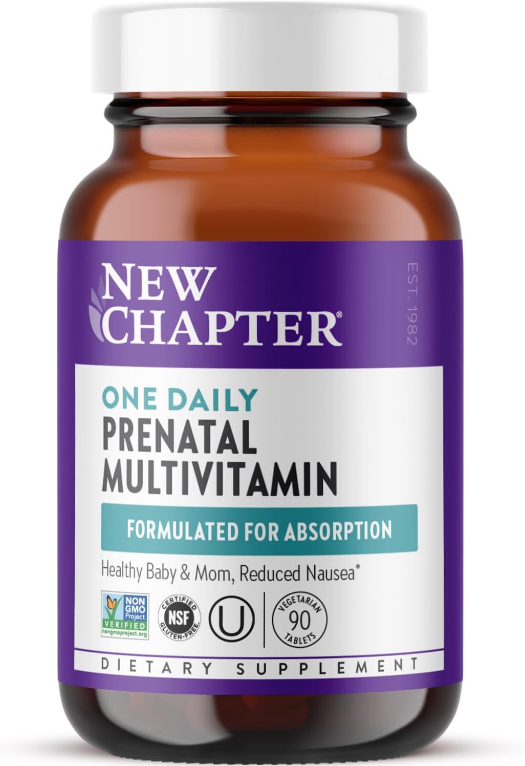 New Chapter Vitaminas Prenatales, Multivitamínico Diario con Metilfolato y Colina, 30 Comprimidos