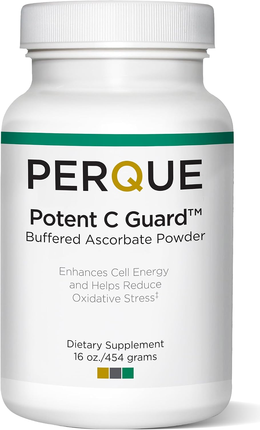 PERQUE Potent C Guard - Vitamina C Tamponada en Polvo Efervescente con Magnesio, Potasio y Zinc - 454 g