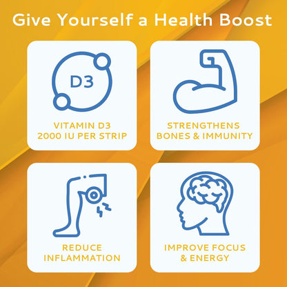 CALMOUR Vitamina D3 Tiras Orales 2000 UI, 10 – Sistema inmunitario: Contribuye al funcionamiento normal del – Image 5