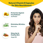 OZiva Vitamina E 100% Natural de Origen Vegetal con Aloe Vera y Aceite de Argán, 30 Cápsulas Veganas, no Transgénico