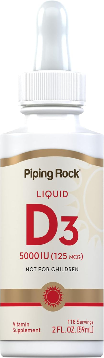 Piping Rock Vitamina D3 Líquida, 5000 UI – Image 1