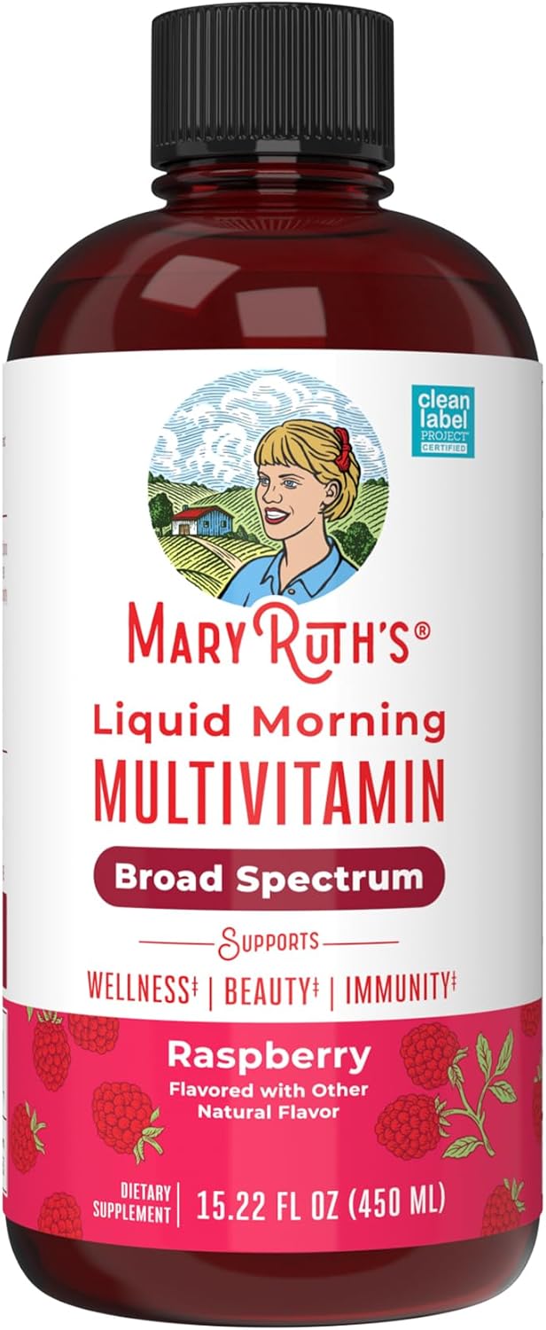 MaryRuth's Multivitamínico Líquido para Mujeres, Hombres y Niños - Sabor Frambuesa - 15 Dosis