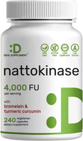 Nattokinase 4.000 FU por Ración (240 Cápsulas Veganas) – Complejo con Bromelina, Cúrcuma y Pimienta Negra – Enzimas Digestivas – No Transgénico, Vegano