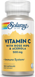 SOLARAY C con Escaramujo y Acerola, Cápsulas de 500 mg, 100 unidades
