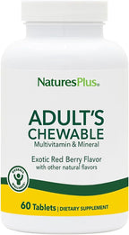 NaturesPlus Adult's Chewable - 60 Comprimidos, Sabor Exótico Bayas Rojas - Multivitamínico y Mineral - Vegetariano, Sin Gluten