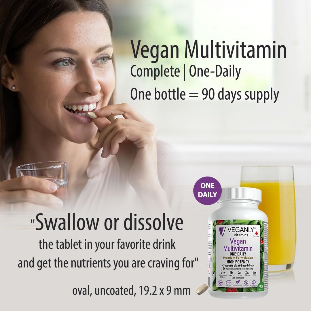 Vegano Multivitamínico One-Daily – Apoyo Nutricional para Veganos y Vegetarianos, 90 Comprimidos