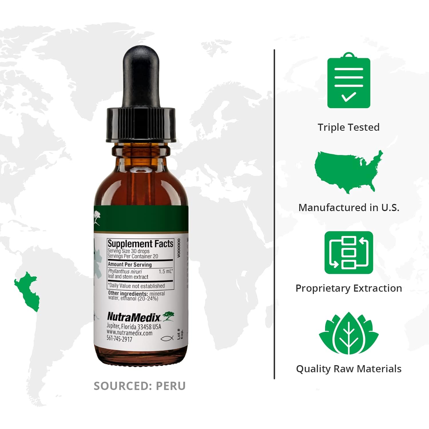 NutraMedix Chanca Piedra Gotas - Suplemento Líquido para el Bienestar Renal y Hepático (30 ml)