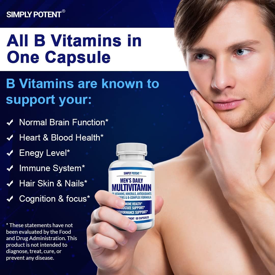Simply Potent Multivitamínico Diario para Hombres | 35 Vitaminas, Minerales y Antioxidantes | 60 Comprimidos