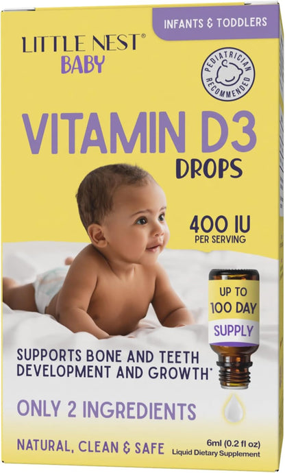Baby Vitamin D3 Drops 400 UI – Gotas de – La vitamina D contribuye a la absorción y utilización normal del calcio – Image 1