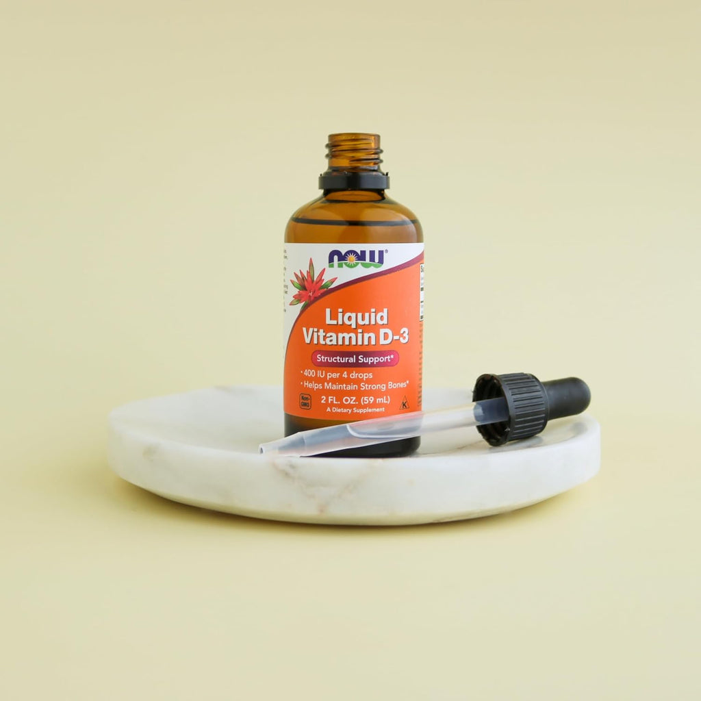 NOW Foods Vitamina D3 Líquida - 2 Onzas (59 ml) - 100 UI por gota